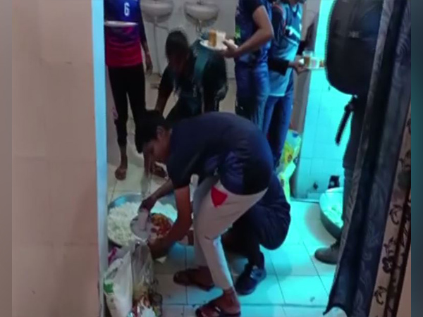 A visual of players collecting food from toilet. (Photo- ANI)