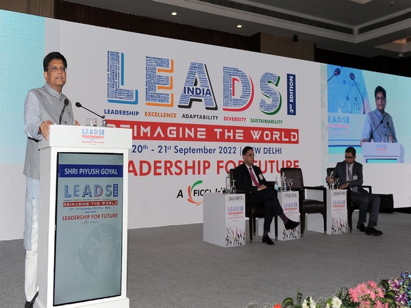 Piyush Goyal addressing the Special Plenary Session at FICCI LEADS 2022 program in New Delhi. (ANI/photo)