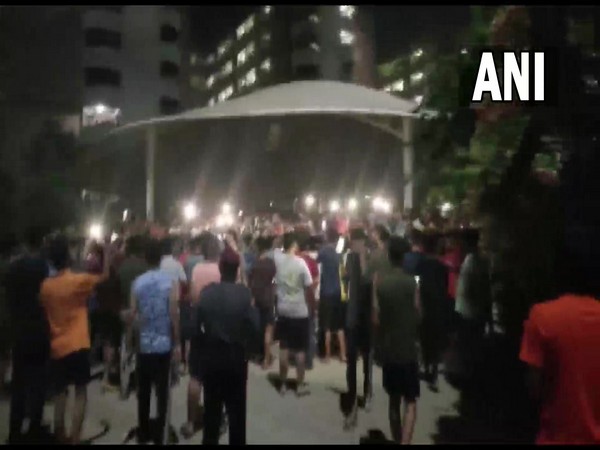 Visual of the protest by student inside the university campus (Photo:ANI)