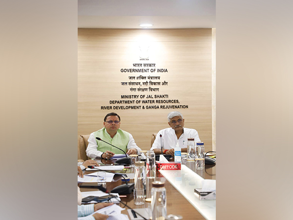 Uttarakhand CM Pushkar Singh Dhami and Union Minister Water Power Gajendra Singh Shekhawat (Image/ANI)