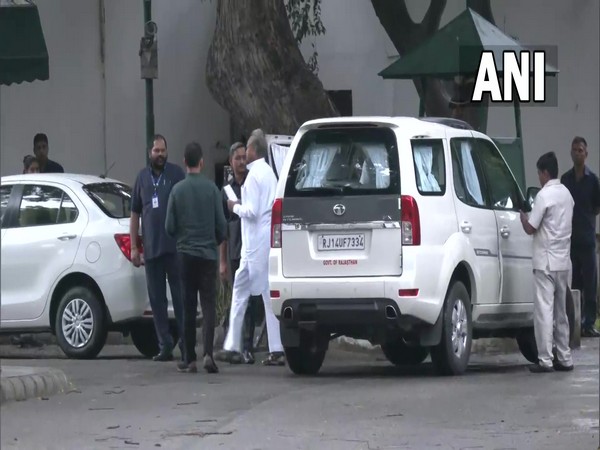 Rajasthan Chief Ashok Gehlot at 10, Janpath (Photo/ANI)