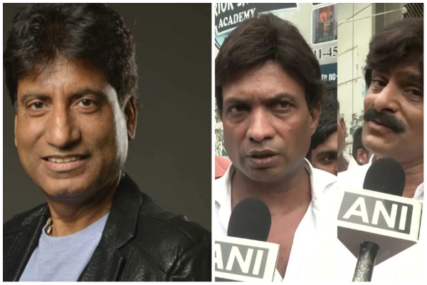 Sunil Pal and Ahsaan Qureshi at Raju Srivastav's funeral 