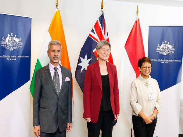 External Affairs Minister S Jaishankar with his counterparts from Australia, Indonesia (Photo Credit: Twitter/S Jaishankar)