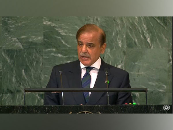 Pakistani Prime Minister Shehbaz Sharif speaking at UNGA (Photo/ANI)