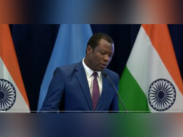 Guyana Foreign Minister Hugh Hilton Todd speaking atIndia@75 special event