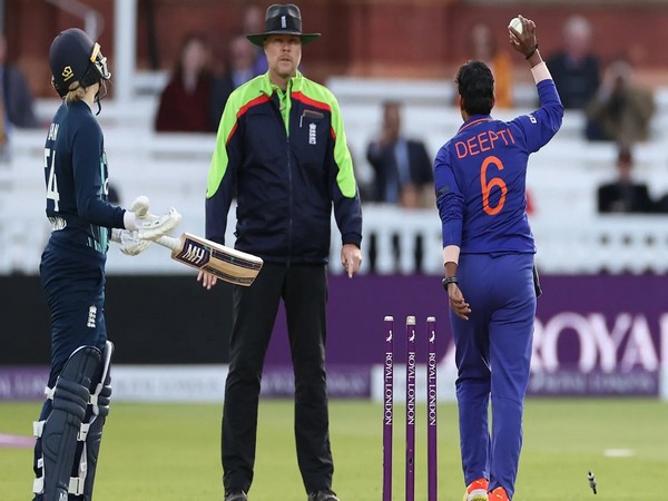 Deepti Sharma after 'Mankading' Dean. (Photo- ICC)