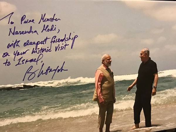 Prime Minister Narendra Modi with his former Israeli counterpart Benjamin Netanyahu at the Olga Beach in Israel. (Photo Credit - Twitter/PM Modi)