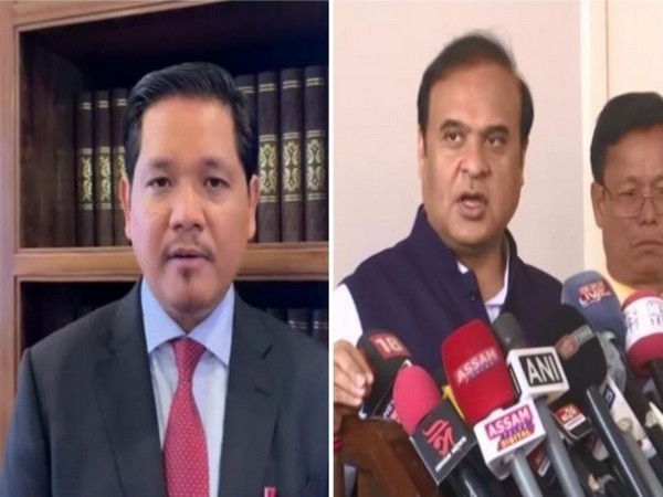 Meghalaya CM Conrad Sangma and Assam CM Himanta Biswa Sarma (Photo/ANI)