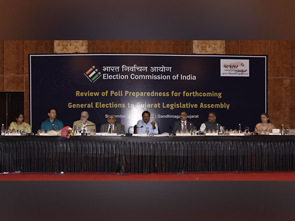 Chief Election Commissioner Rajeev Kumar reviewing the preparations for the upcoming Gujarat Assembly elections.