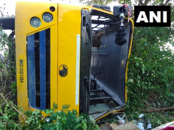 Bus that met with accident in MP's Rahatgarh (Photo/ANI)