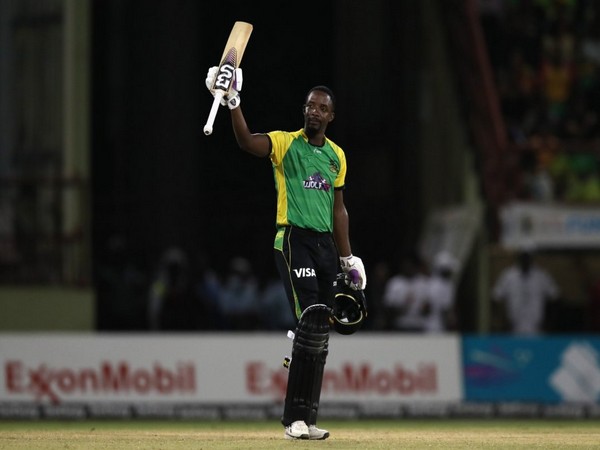 Jamaica Tallawahs' Shamarh Brooks celebrates after scoring a ton against Guyana Amazon Warriors (Image: CPL media)