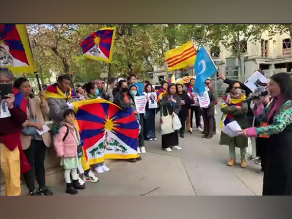 Protest against China's human rights violation in Paris. (ANI)