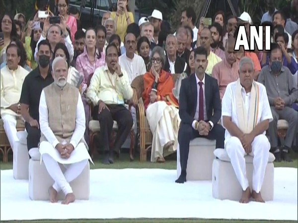PM Narendra Modi and Vice President Jagdeep Dhankar at the prayer meet (Photo/ANI)