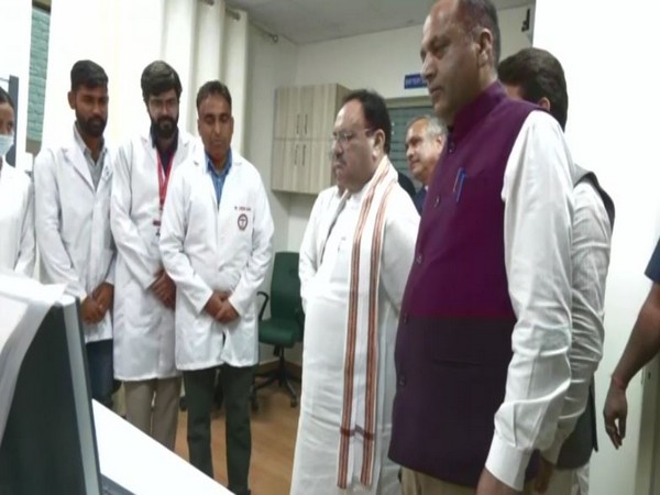BJP President JP Nadda, CM Jai Ram Thakur during AIIMS visit (Image/ANI)