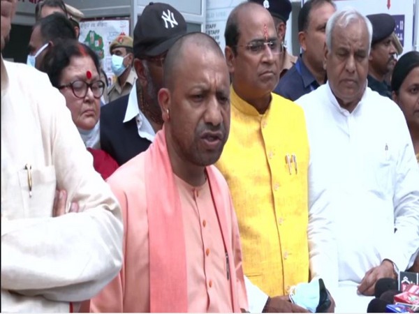 CM Yogi Adityanath at Kanpur Hallet Hospital (Image/ANI)
