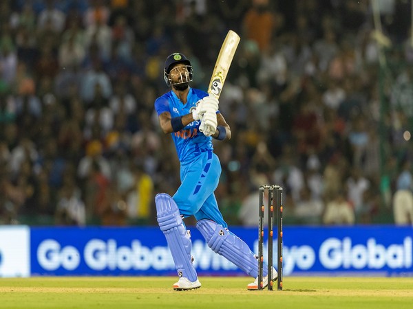 Hardik Pandya in action against Australia in Mohali (Photo:BCCI Twitter)