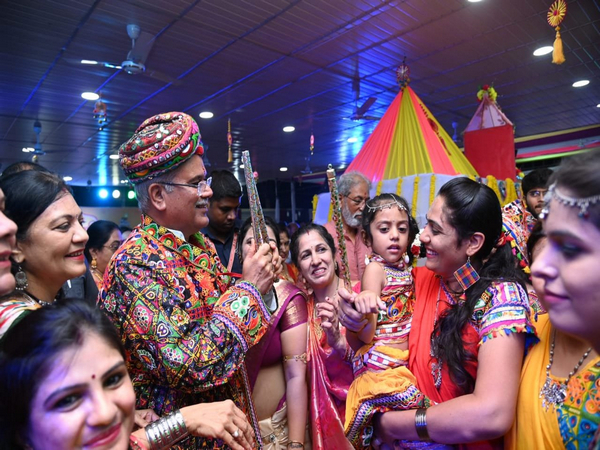 Bhupesh Baghel participating at Garba Raas (Photo/ANI)