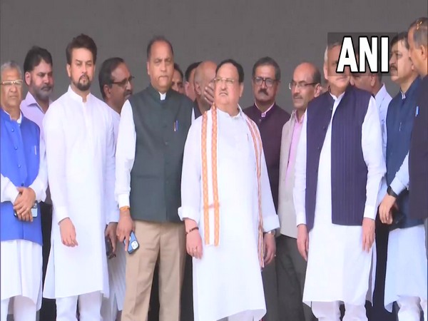 JP Nadda, Union Minister Anurag Thakur and Himachal CM Jairam Thakur inspect arrangements for PM Modi's October 5 visit (Photo:ANI)