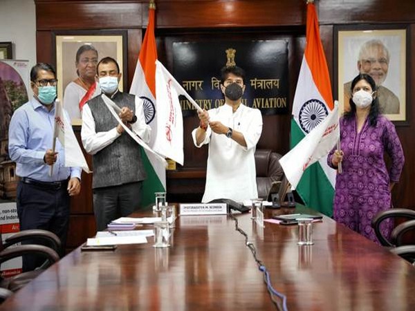 Visual of Scindia inaugurating the direct flight of (Picture Courtsey: PIB India)