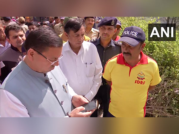Uttarakhand CM Pushkar Singh Dhami in Pauri Garhwal's Simdi village (Photo/ANI)
