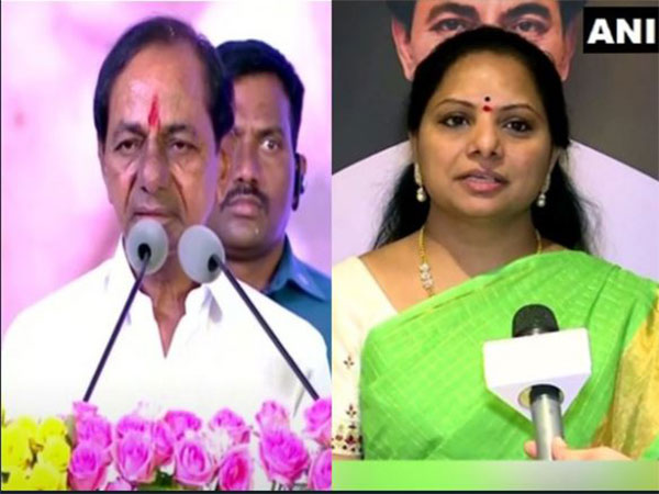 Telangana CM KCR, senior TRS leader K Kavitha (Photo/ANI)