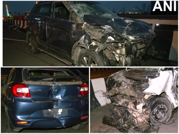 Visual of the vehicles damaged in the Bandra-Worli Sea link road accident in Mumbai (Photo/ANI)