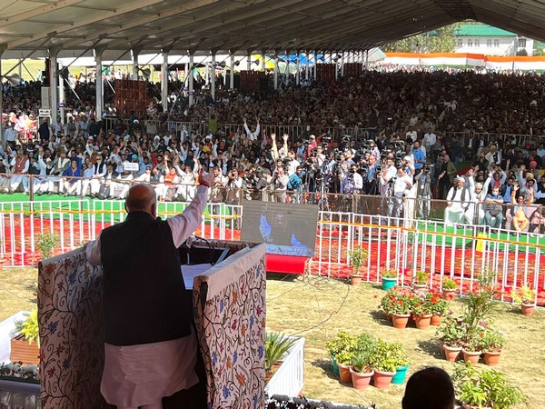 Visuals from Union Home Minister Amit Shah's rally in J-K's Baramulla