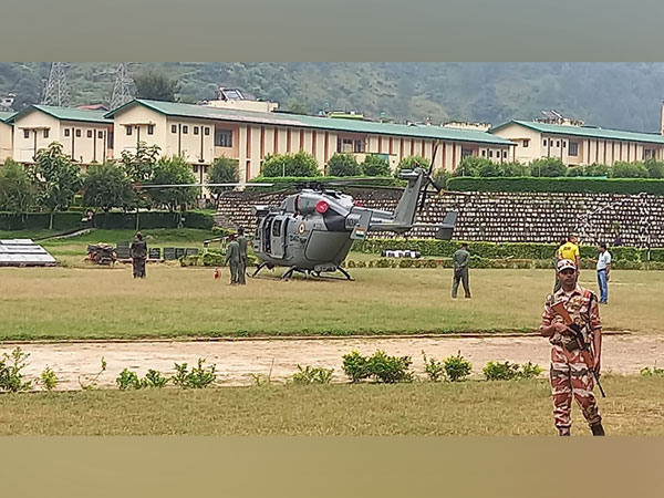 Visual of preparations to start rescue operation from Matli helipad in Uttarkashi (Photo:ANI)