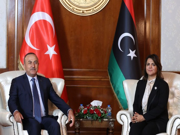 Turkish Foreign Minister Mevlut Cavusoglu and his Libyan counterpart Najla Mangoush (Photo Credit: Turkey MOFA Twitter)