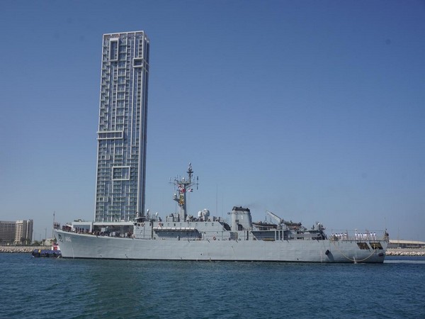 Indian Navy's First Training Squadron at Port Rashid, Dubai. (Photo: Twitter)