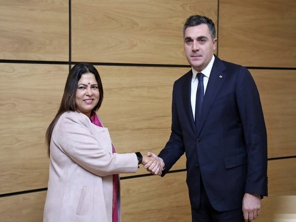 MoS Meenakshi Lekhi meets Georgian Foreign Minister, Ilia Darchiashvili. (Photo: Twitter)