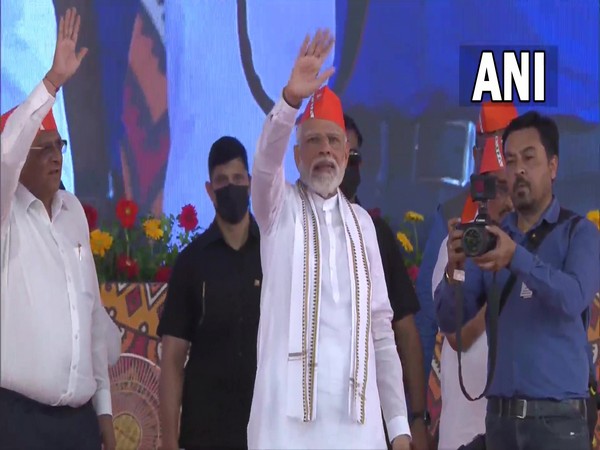 Prime Minister Narendra Modi in Gujarat's Rajkot