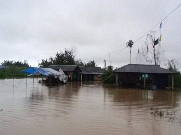 Visuals from flood affected areas in Dhemaji, Assam  (Photo/ANI)