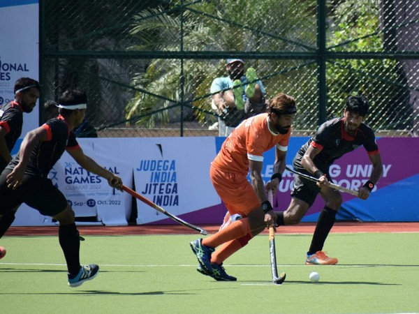 Uttar Pradesh men's hockey team against Maharashtra in semi-final of 36th National Games (Image: SAI/MYAS media)
