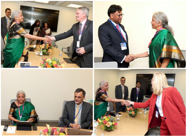 Finance Minister Nirmala Sitharaman on Wednesday held back-to-back bilateral meeting in Washington