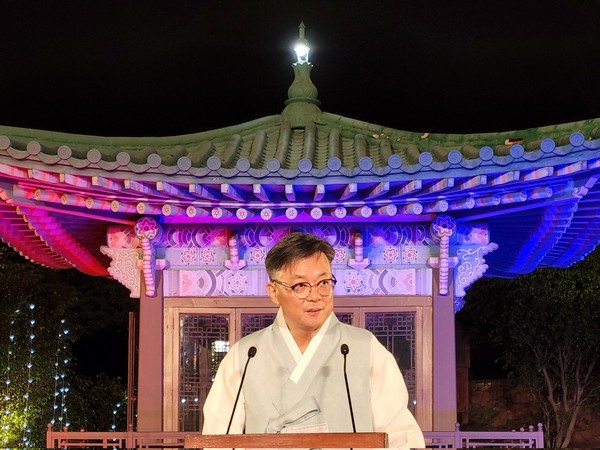 Ambassador of the Republic of Korea to India Chang Jae-bok speaking at National Holiday reception (Image Credit: Twitter/@RokEmbIndia)