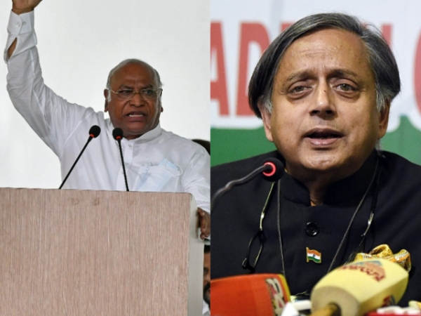 Congress leaders Mallikarjun Kharge and Shashi Tharoor contesting for party president post