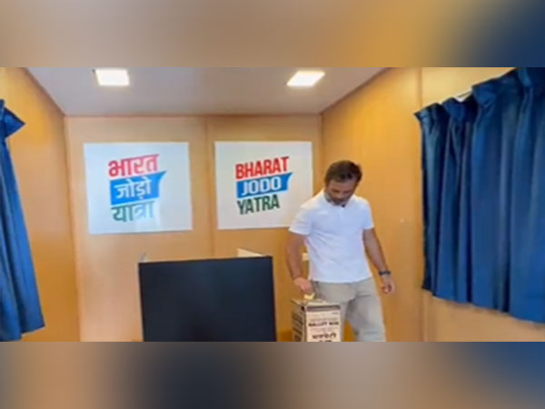 Congress MP Rahul Gandhi casting his vote for the party's next president (Photo/ANI)