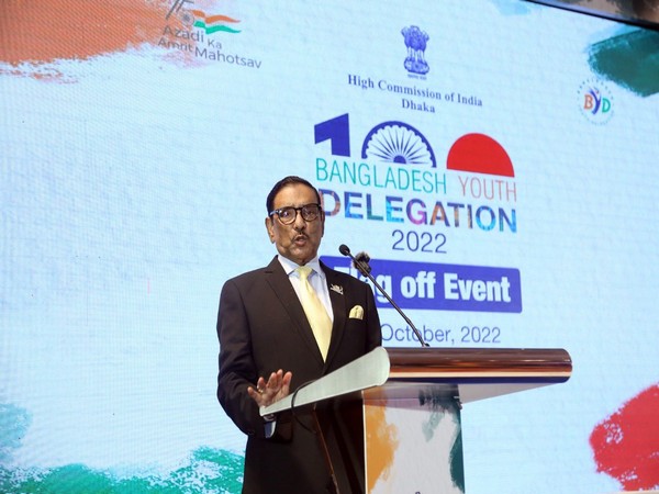 Bangladesh's Road Transport and Bridges Minister Obaidul Quader speaking at the event on October 12 (Image Credit: twitter/@ihcdhaka)