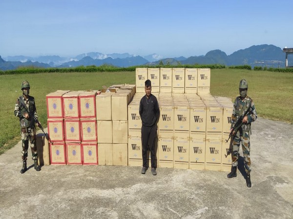 Assam Rifles recovers foreign origin cigarette (Photo:ANI)