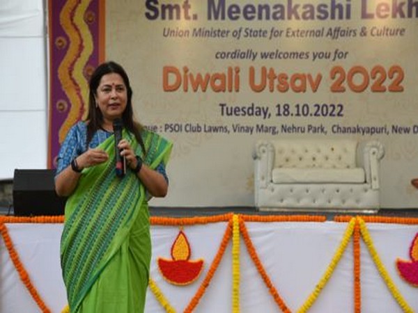 Union Minister of State Meenakshi Lekhi at the Diwali Utsav for diplomatic corps on Tuesday