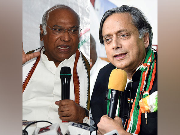 Congress leaders Mallikarjun Kharge and Shashi Tharoor (Photo:ANI)