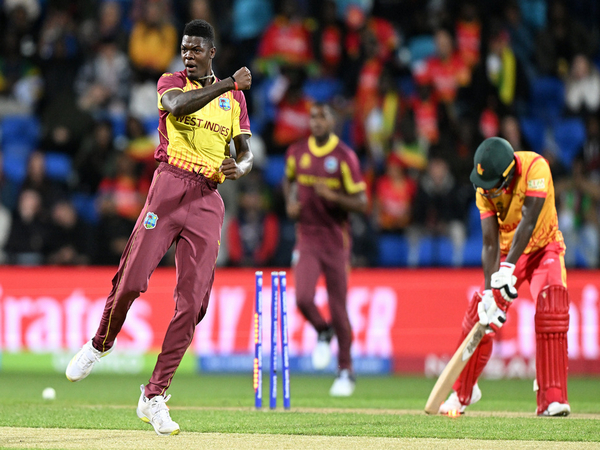 Alzarri Joseph celebrating a wicket. (Photo- ICC Twitter)