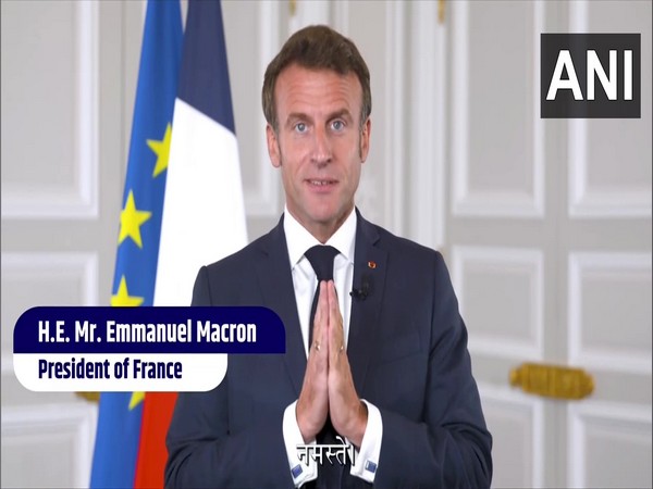 France President Emmanuel Macron speaking in congratulatory video message