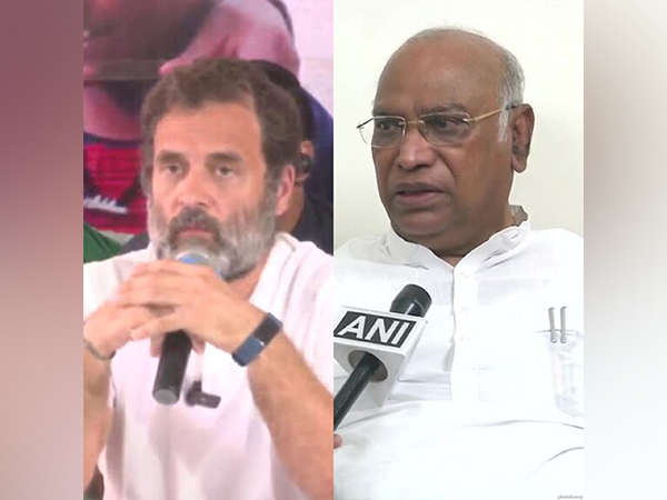 Congress leaders Rahul Gandhi (left) and Mallikarjun Kharge (Right) 