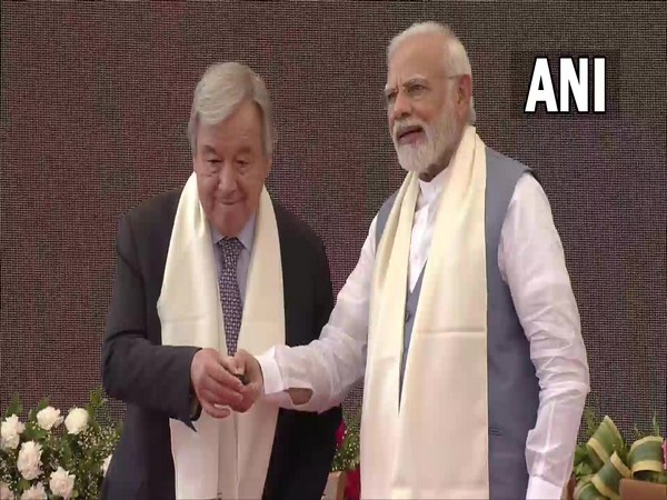 UN Secretary General Antonio Guterres and Prime Minister Narendra Modi in Gujarat's Ekta Nagar (Photo/ANI)