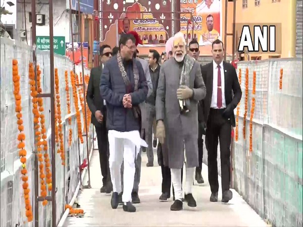 Prime Minister Narendra Modi with Uttarakhand Chief Minister Pushkar Singh Dhami in Badrinath