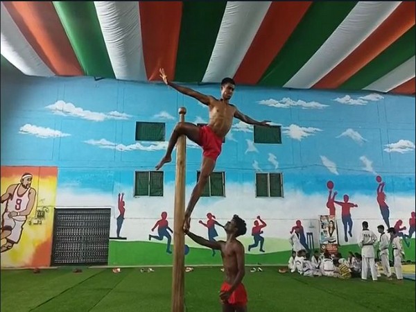 Youth practicing Mallakhamb at the Academy (Photo/ANI)