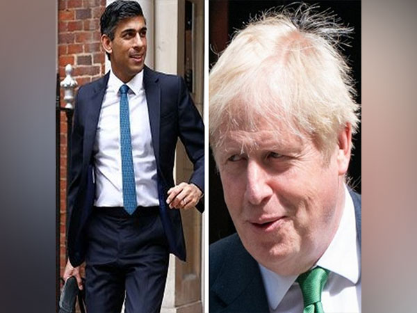 Britain's former Finance Minister Rishi Sunak and former UK Prime Minister Boris Johnson 