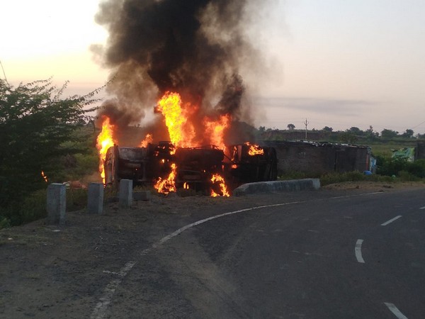 Fuel Tanker turned into a fireball (Photo/ANI)